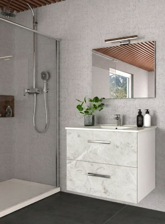 Mueble de dos cajones color marmol