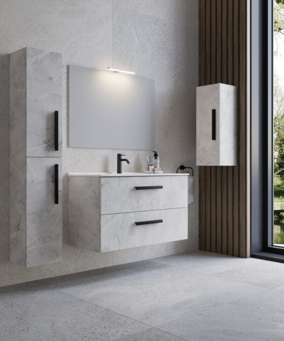 Mueble de baño suspendido plus color marmol claro