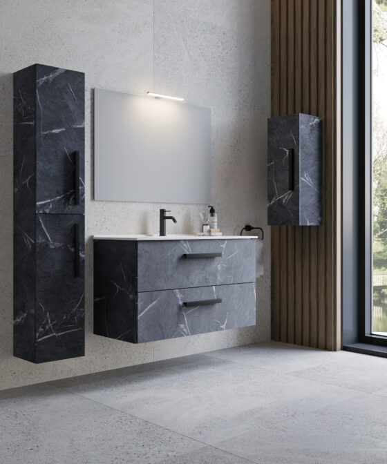 Mueble de baño suspendido plus color marmol oscuro
