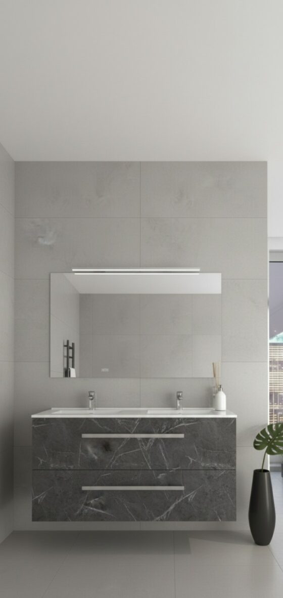 Mueble de baño colgado o suspendido de 120 con 2 y cuatro cajones