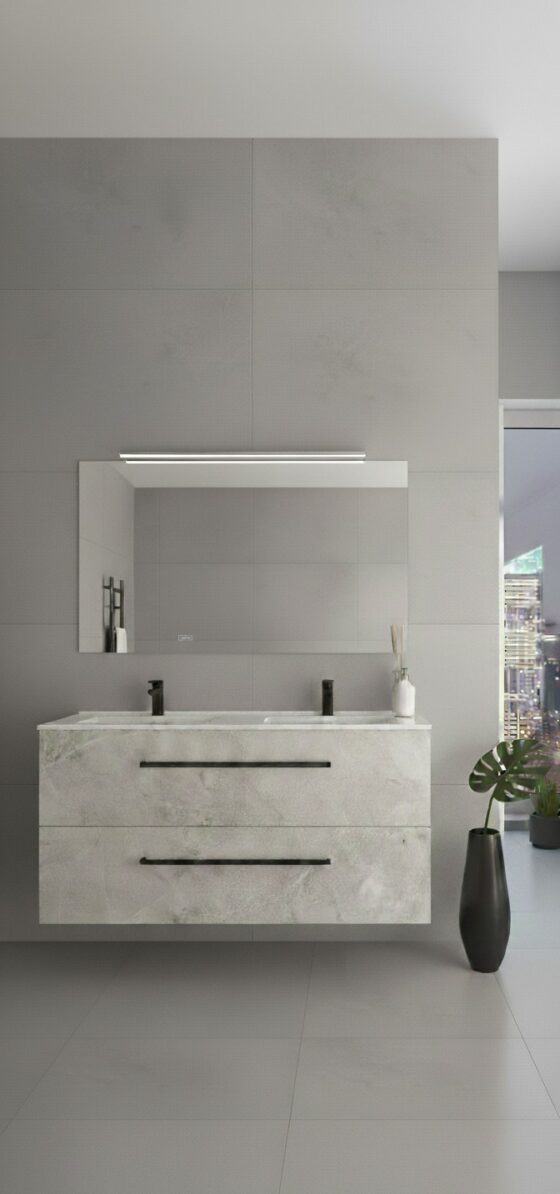 Mueble de baño colgado o suspendido de 120 con 2 y cuatro cajones