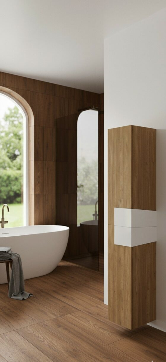 Columna auxiliar de baño en acabado olivo,