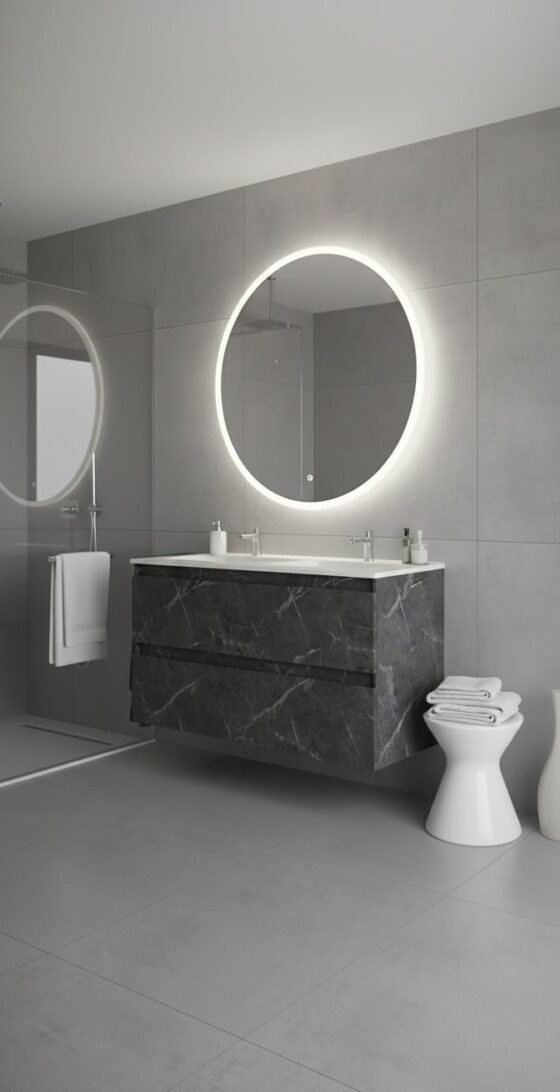 Mueble de baño suspendido y moderno de 120 x 46 doble seno o un seno