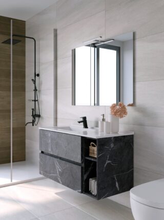 moderno mueble de baño acabado marmol oscuro