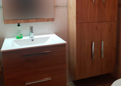 Mueble de Baño modelo Plus color olivo con columna de 160 x 60 x 27 tiradores de aluminio