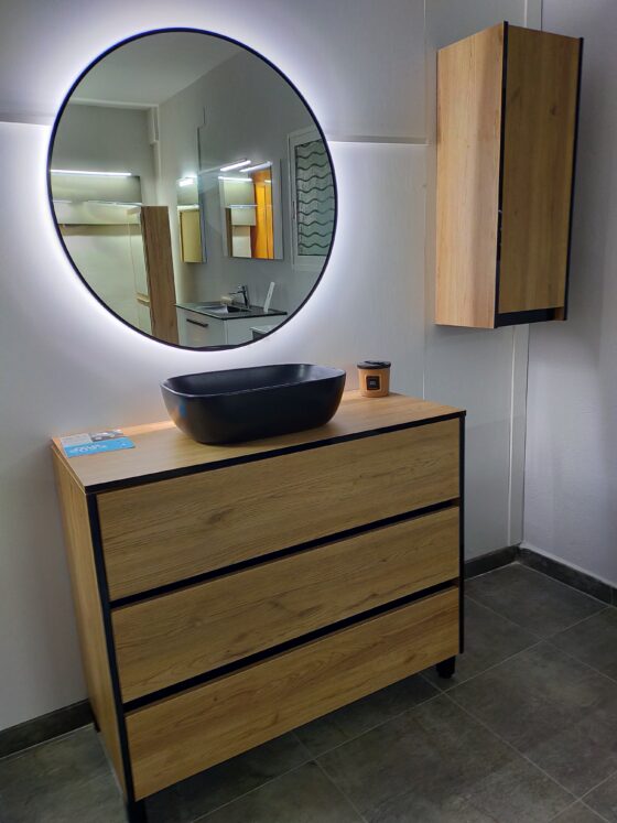 Mueble de baño modelo Neón color olivo con negro