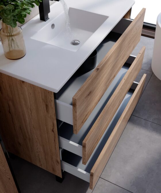 Mueble de baño neon tres cajones con patas