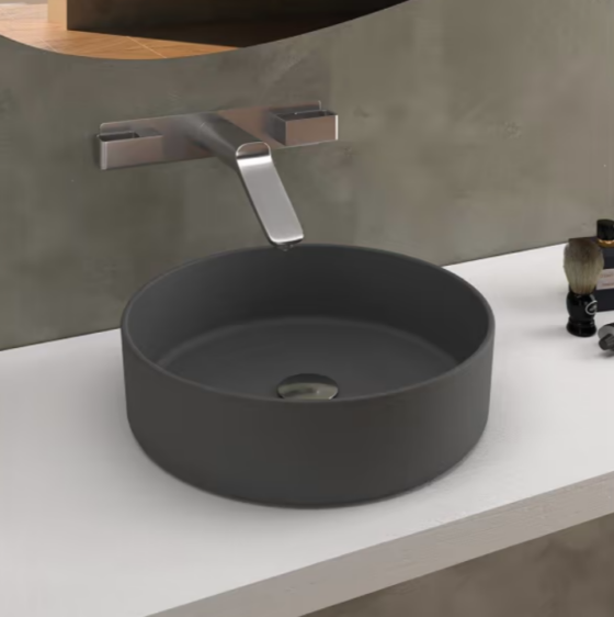 Lavabo sobre encimera cerámica mate negro moderno