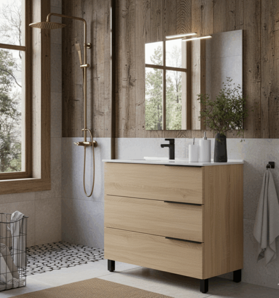 moderno mueble de baño de 3 cajones con patas de facil instalacion