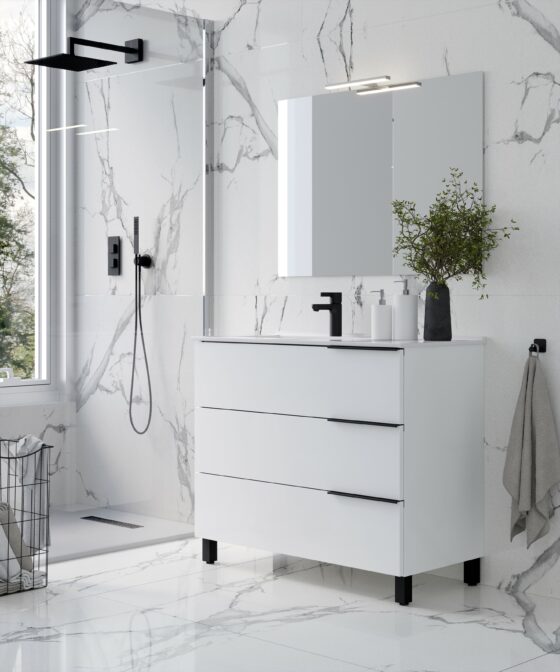 Mueble de baño modelo Brisa de 3 cajones con patas