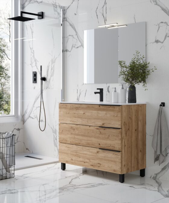 Mueble de baño tiradores en negro