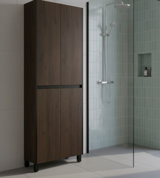 Columna auxiliar de baño sin tirador, solución práctica para espacios pequeños