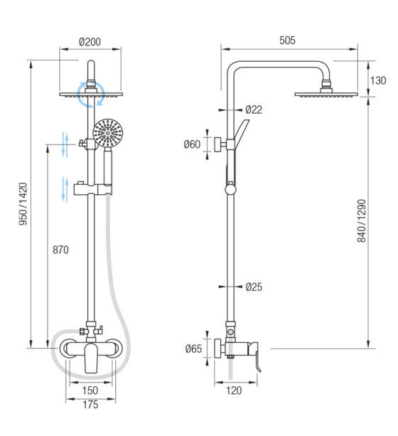 Medidas columna de agua baño