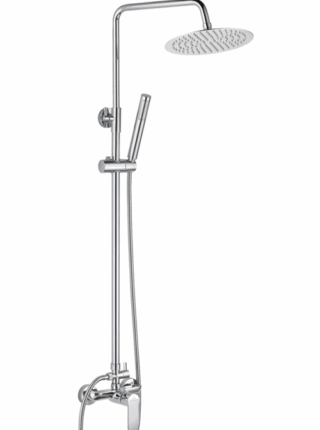 Columna de ducha o barra monomando cromo con rociador extraplano y ducha de mano